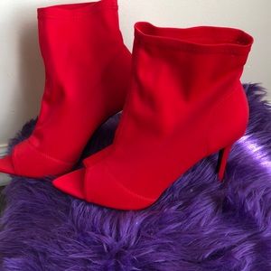 Red Peep Toe Booties ❤️